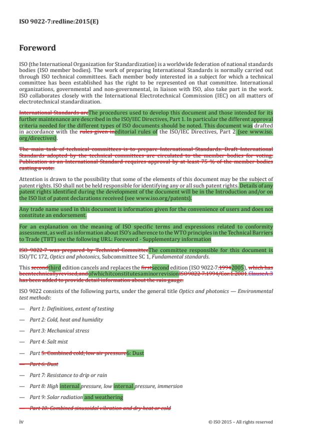 ISO 9022-7:2015 REDLINE ISO 9022-7:2015 - Optics and photonics -- Environmental test methods - Page 4 preview