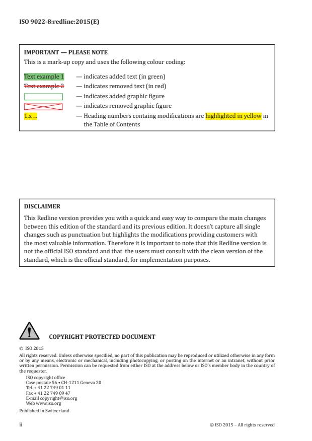 ISO 9022-8:2015 REDLINE ISO 9022-8:2015 - Optics and photonics -- Environmental test methods - Page 2 preview