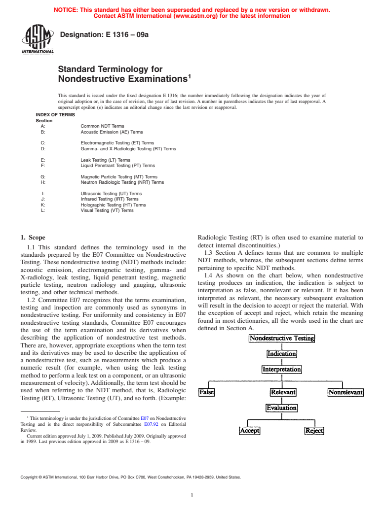 ASTM E1316-09 - Standard Terminology for Nondestructive Examinations