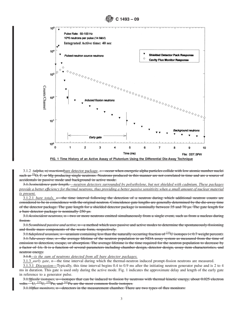 REDLINE ASTM C1493-09 - Standard Test Method for Non-Destructive Assay of Nuclear Material in Waste by Passive and Active Neutron Counting Using a Differential Die-Away System (Withdrawn 2018)