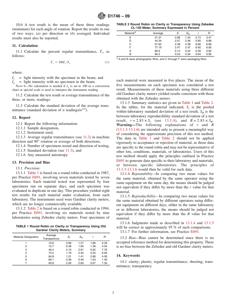 ASTM D1746-09 - Standard Test Method for Transparency of Plastic Sheeting