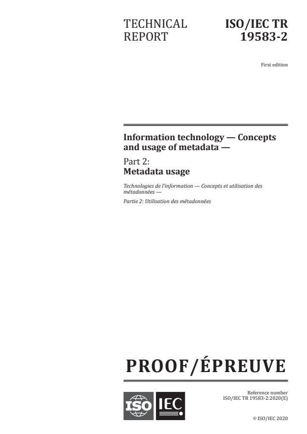 ISO/IEC PRF TR 19583-2 - Information technology -- Concepts and usage of metadata