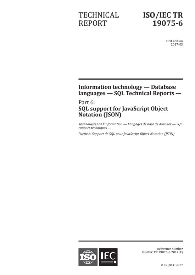 ISO/IEC TR 19075-6:2017 - Information technology -- Database languages -- SQL Technical Reports