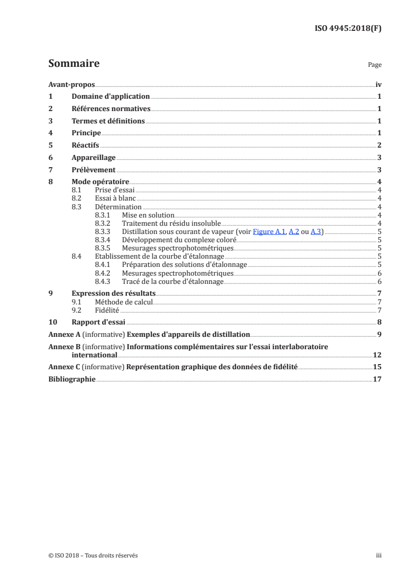 ISO 4945:2018 ISO 4945:2018 - Acier — Détermination de l'azote — Méthode spectrophotométrique
Released:10/16/2018 - Page 3 preview