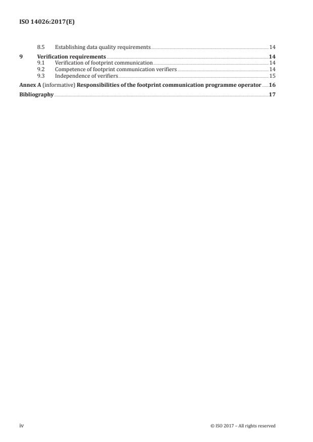 ISO 14026:2017 ISO 14026:2017 - Environmental labels and declarations -- Principles, requirements and guidelines for communication of footprint information - Page 4 preview