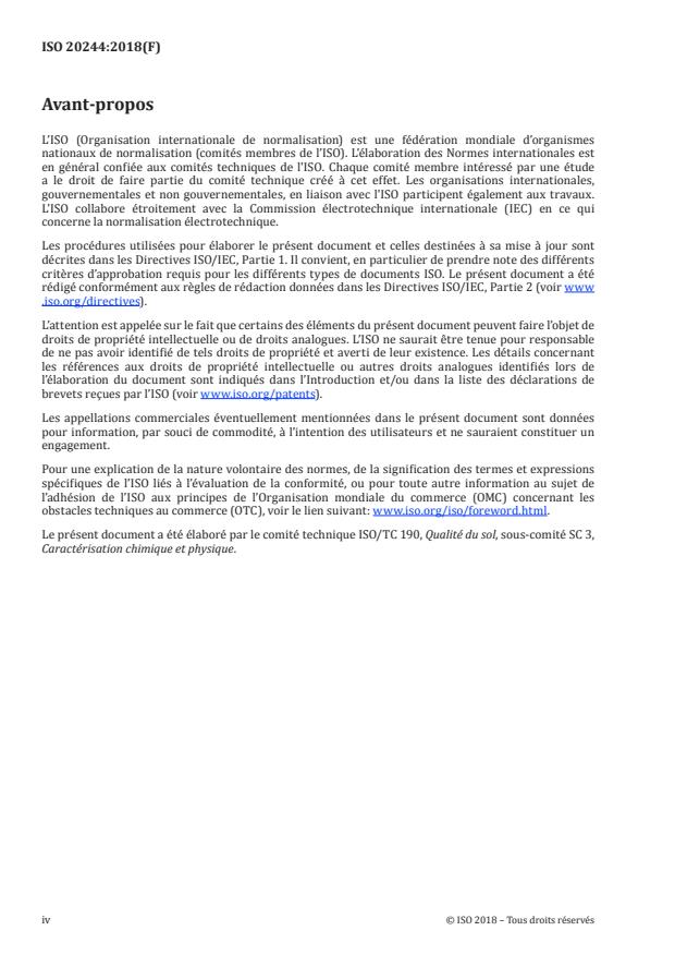 ISO 20244:2018 ISO 20244:2018 - Qualité du sol -- Méthode de diagnostic applicable a la teneur en eau -- Détermination par réfractométrie - Page 4 preview