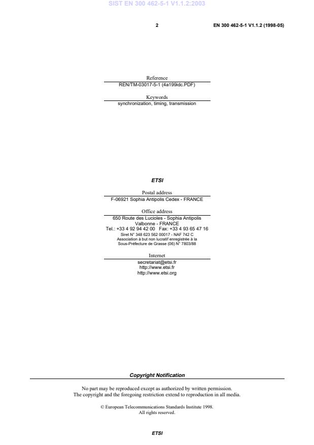 SIST EN 300 462-5-1 V1.1.2:2003 SIST EN 300 462-5-1 V1.1.2:2003 - Page 4 preview