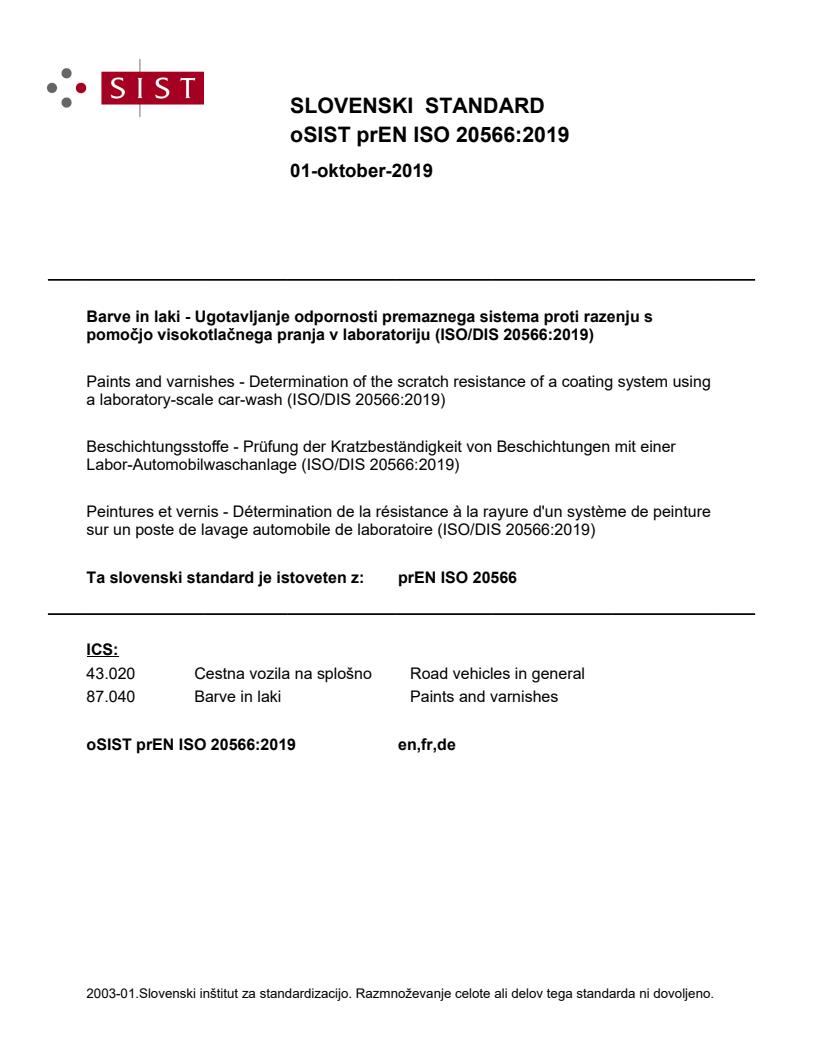 prEN ISO 20566:2019 - BARVE