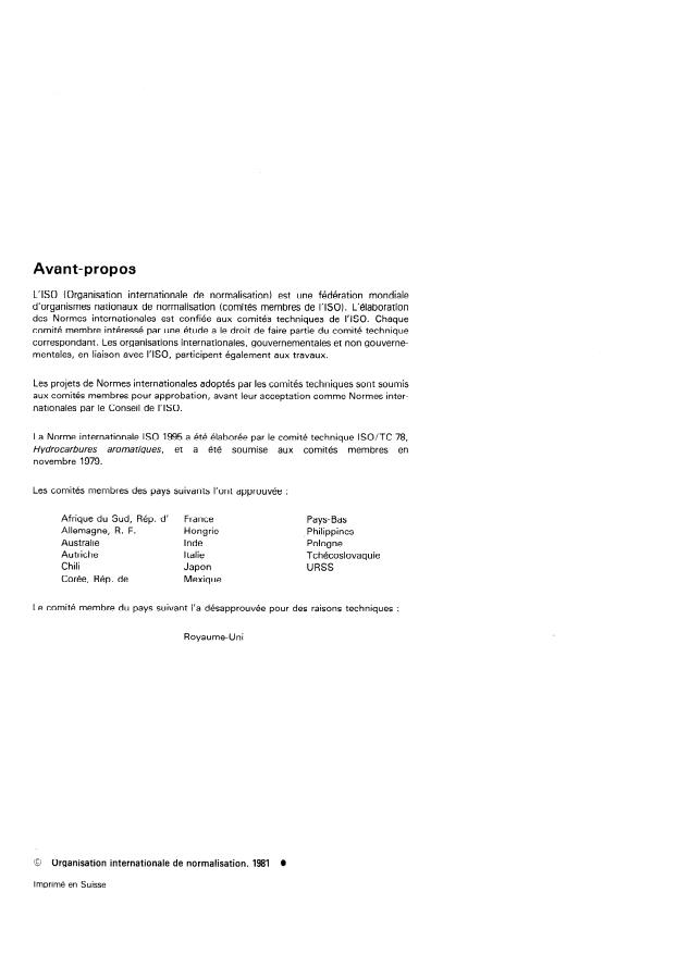 ISO 1995:1981 ISO 1995:1981 - Hydrocarbures aromatiques -- Échantillonnage - Page 2 preview