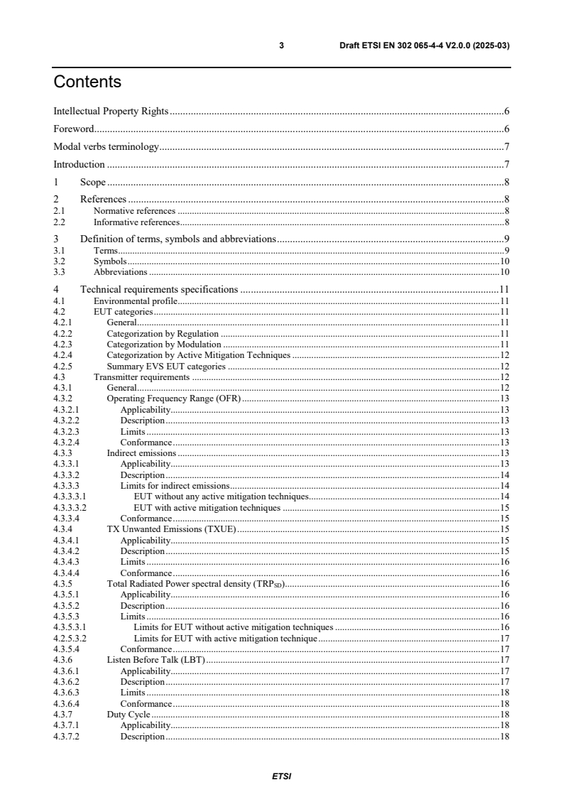 ETSI EN 302 065-4-4 V2.0.0 (2025-03) - Short Range Devices (SRD) using Ultra Wide Band technology (UWB); Harmonised Standard for access to radio spectrum; Part 4: Material Sensing devices; Sub-part 4: Exterior material sensing applications for ground based vehicles below 10,6 GHz