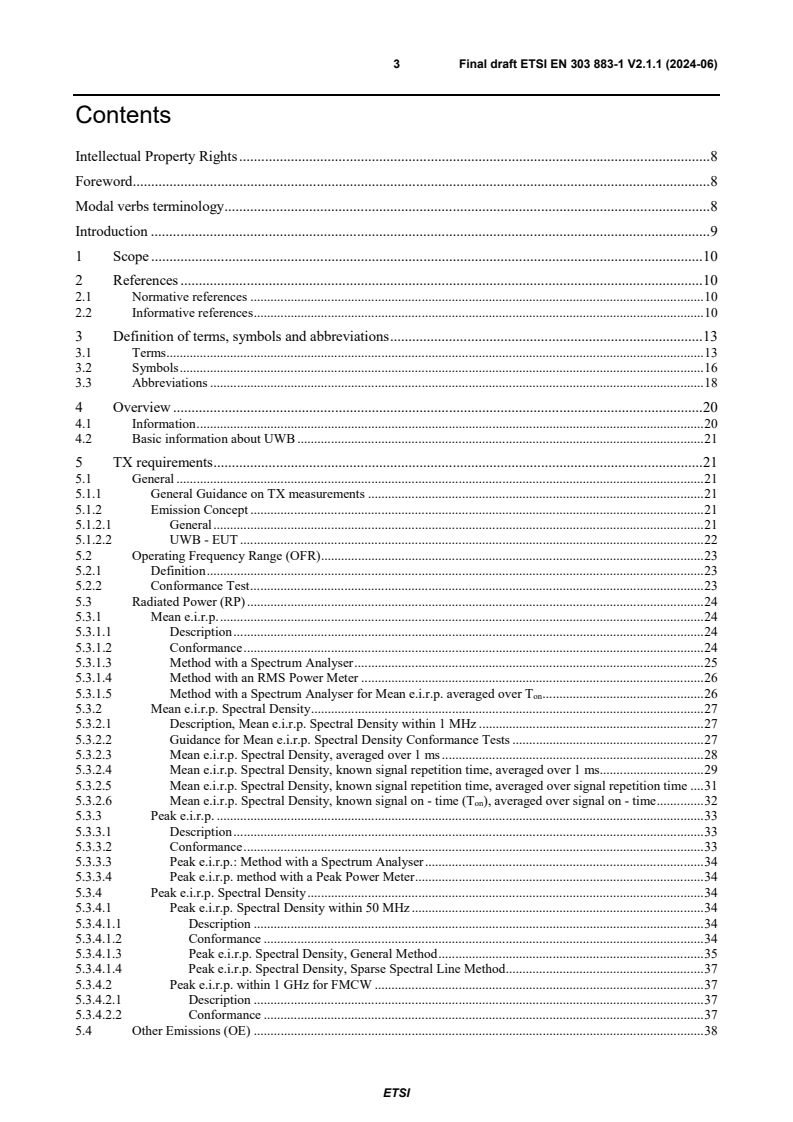 ETSI EN 303 883-1 V2.1.1 (2024-06) - Short Range Devices (SRD) and Ultra Wide Band (UWB); Part 1: Measurement techniques for transmitter requirements