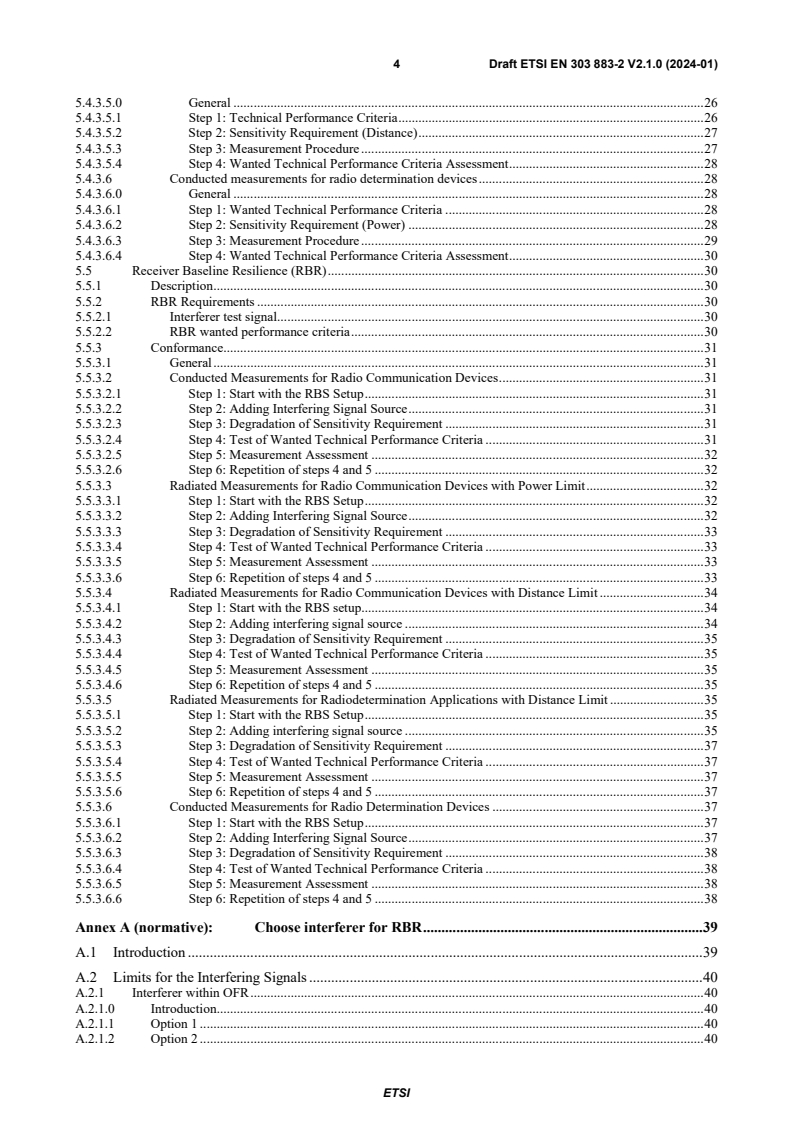 SIST EN 303 883-2 V2.1.1:2024 ETSI EN 303 883-2 V2.1.0 (2024-01) - Short Range Devices (SRD) and Ultra Wide Band (UWB); Part 2: Measurement techniques for receiver requirements - Page 4 preview