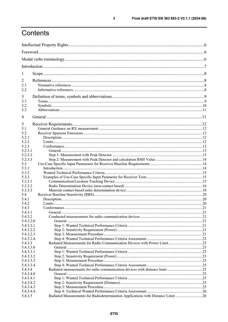 ETSI EN 303 883-2 V2.1.1 (2024-06) - Short Range Devices (SRD) and Ultra Wide Band (UWB); Part 2: Measurement techniques for receiver requirements