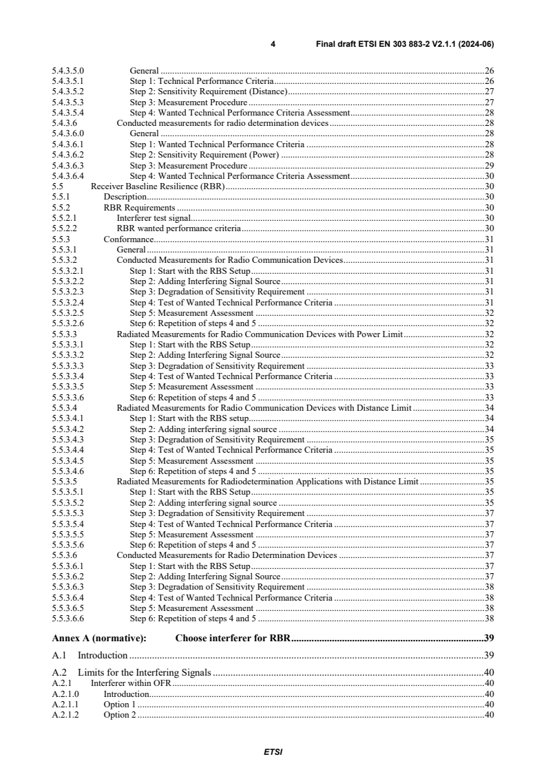 SIST EN 303 883-2 V2.1.1:2024 ETSI EN 303 883-2 V2.1.1 (2024-06) - Short Range Devices (SRD) and Ultra Wide Band (UWB); Part 2: Measurement techniques for receiver requirements - Page 4 preview