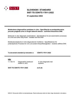 SIST-TS CEN/TS 17811:2022 - Page 1 preview