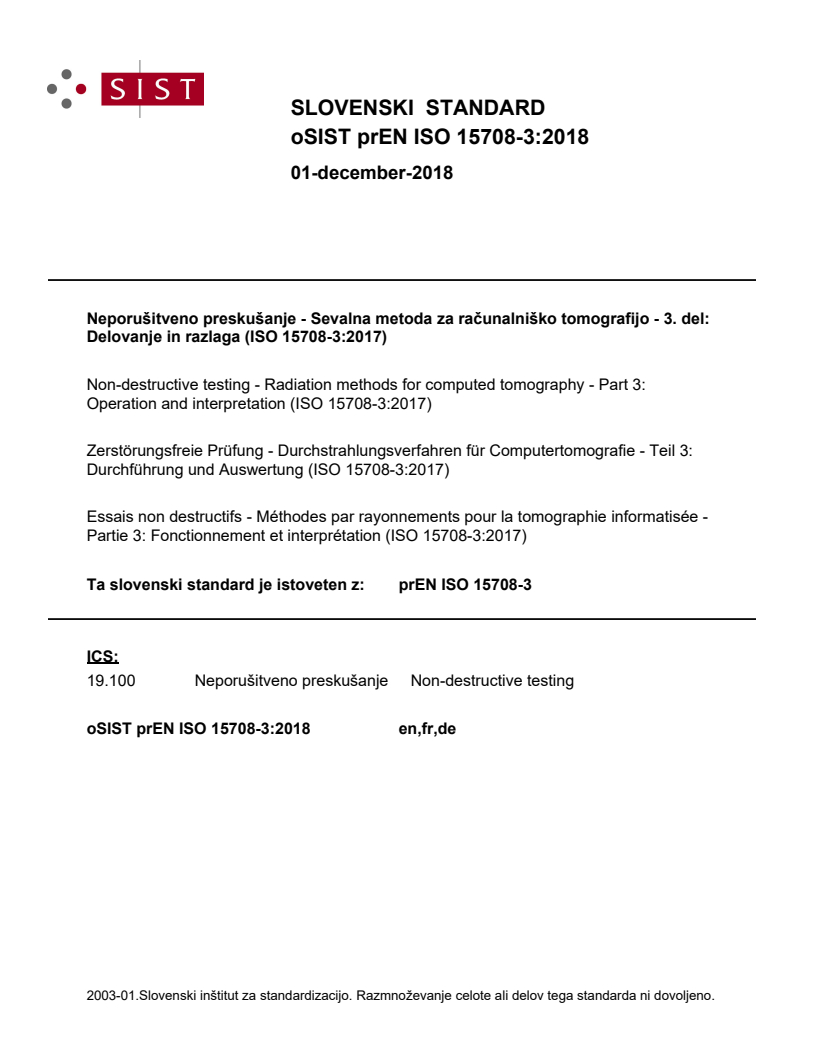 prEN ISO 15708-3:2018 - BARVE