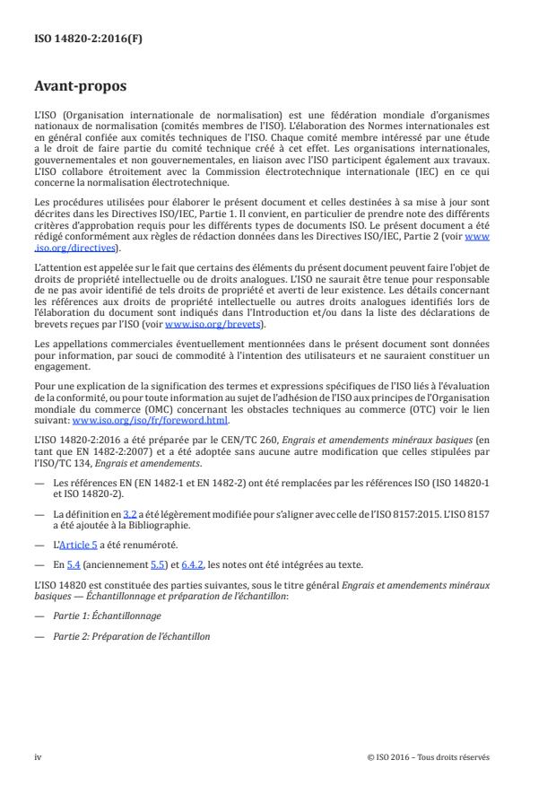 ISO 14820-2:2016 ISO 14820-2:2016 - Engrais et amendements minéraux basiques -- Échantillonnage et préparation de l'échantillon - Page 4 preview