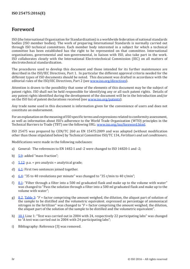 ISO 25475:2016 ISO 25475:2016 - Fertilizers -- Determination of ammoniacal nitrogen - Page 4 preview