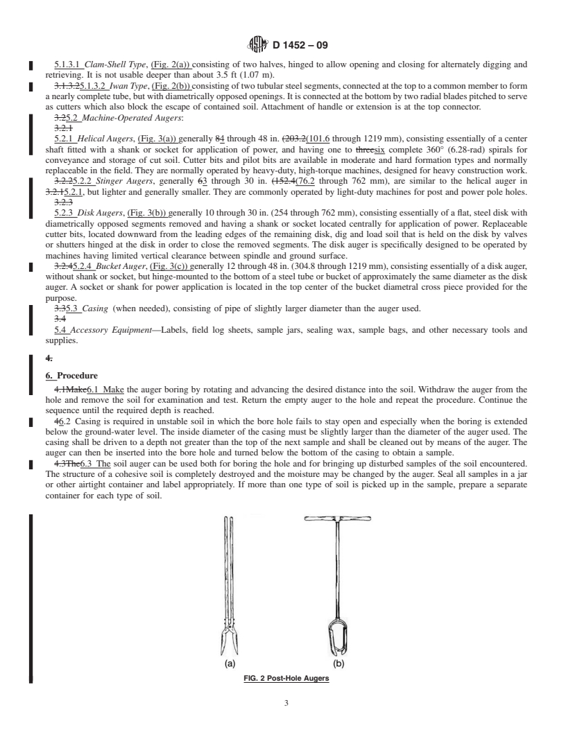 REDLINE ASTM D1452-09 - Standard Practice for  Soil Exploration and Sampling by Auger Borings