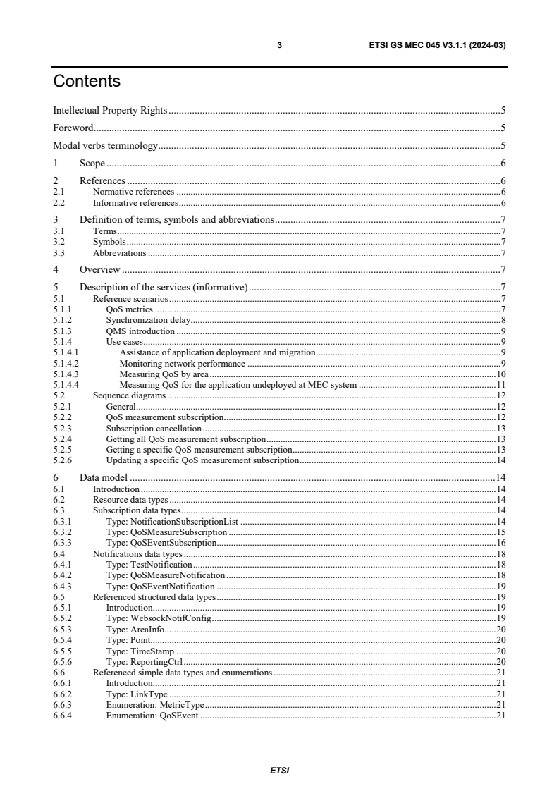 ETSI GS MEC 045 V3.1.1 (2024-03) ETSI GS MEC 045 V3.1.1 (2024-03) - Multi-access Edge Computing (MEC); QoS Measurement API