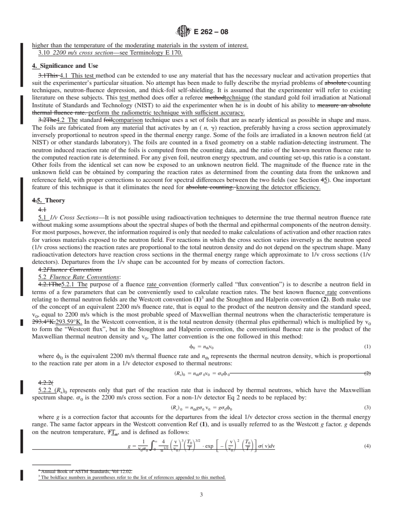 REDLINE ASTM E262-08 - Standard Test Method for Determining Thermal Neutron Reaction Rates and Thermal Neutron Fluence Rates by Radioactivation Techniques