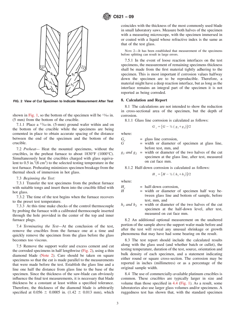 ASTM C621-09 - Standard Test Method for Isothermal Corrosion Resistance of Refractories to Molten Glass