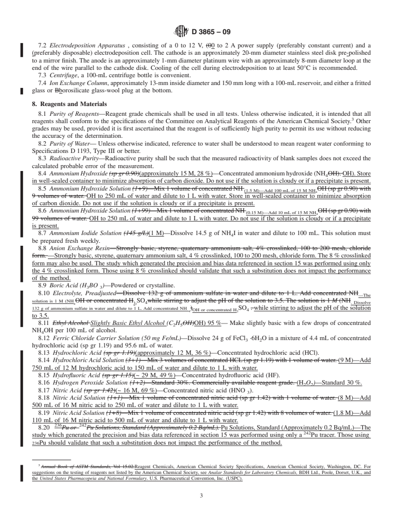 REDLINE ASTM D3865-09 - Standard Test Method for Plutonium in Water