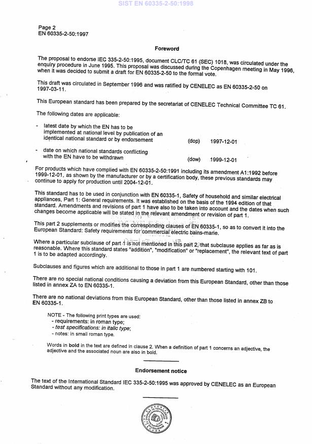 EN 60335-2-50:1997 EN 60335-2-50 1998 - Page 4 preview