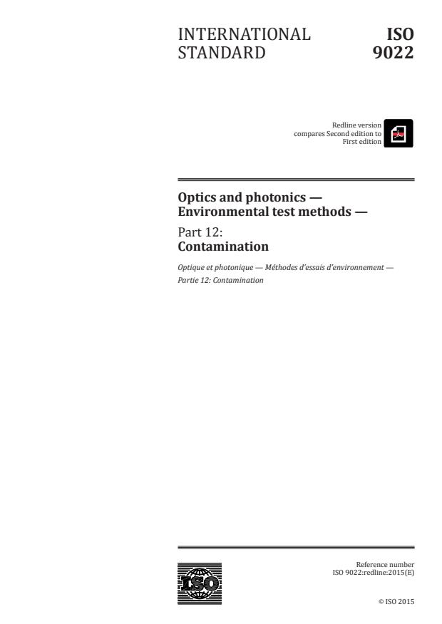 REDLINE ISO 9022-12:2015 - Optics and photonics -- Environmental test methods