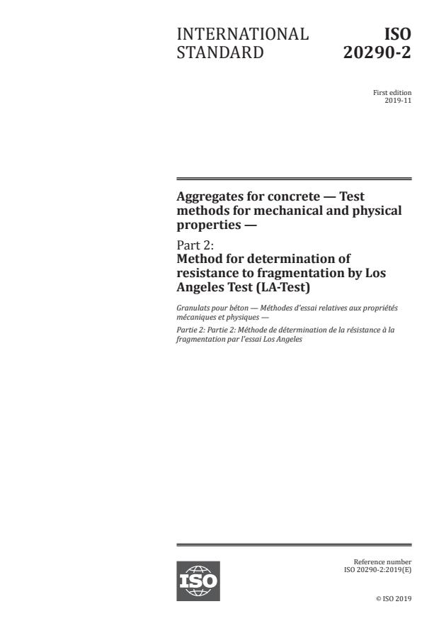 ISO 20290-2:2019 - Aggregates for concrete -- Test methods for mechanical and physical properties