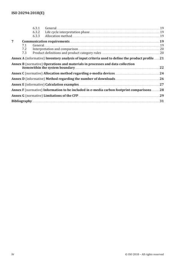 ISO 20294:2018 ISO 20294:2018 - Graphic technology -- Quantification and communication for calculating the carbon footprint of e-media - Page 4 preview