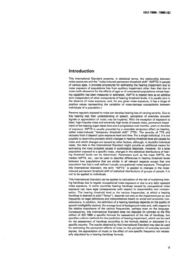 ISO 1999:1990 - Acoustics -- Determination of occupational noise exposure and estimation of noise-induced hearing impairment