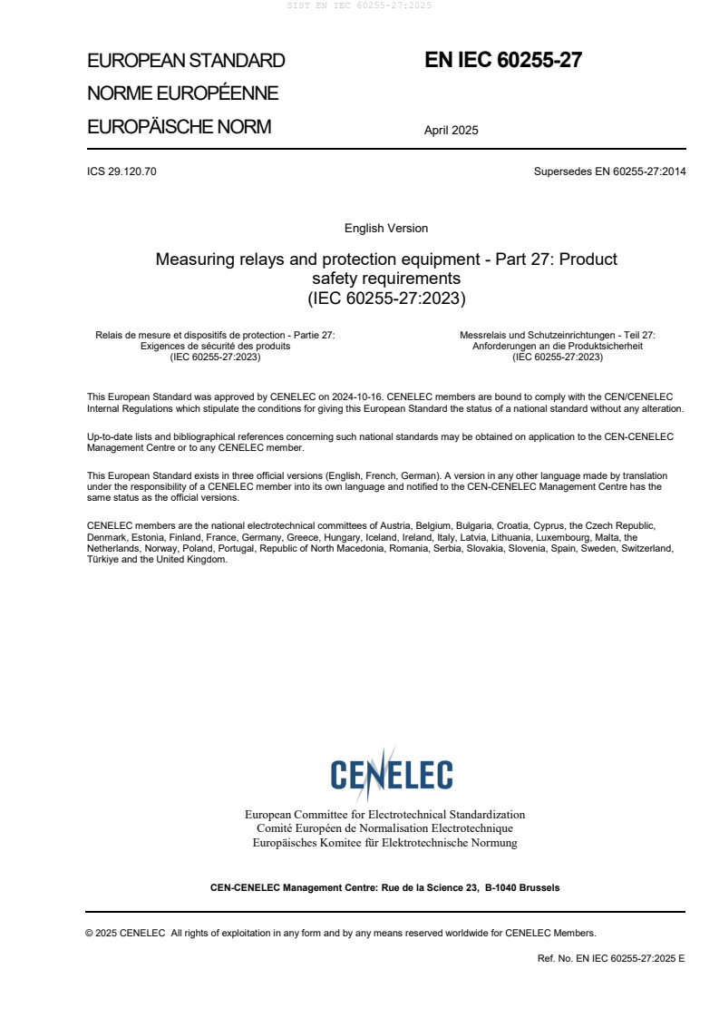 EN IEC 60255-27:2025