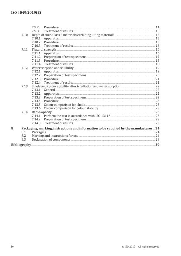 ISO 4049:2019 ISO 4049:2019 - Dentistry -- Polymer-based restorative materials - Page 4 preview