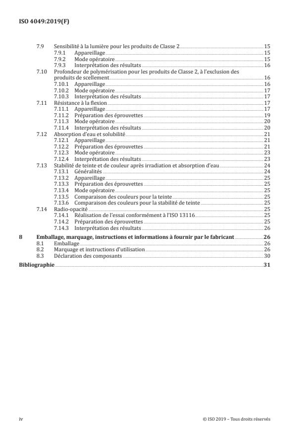 ISO 4049:2019 ISO 4049:2019 - Médecine bucco-dentaire -- Produits de restauration a base de polymeres - Page 4 preview