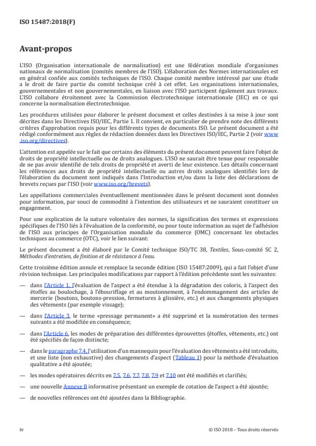 ISO 15487:2018 ISO 15487:2018 - Textiles -- Méthode d'évaluation de l'aspect des vetements et autres produits textiles finis apres lavage et séchage domestiques - Page 4 preview