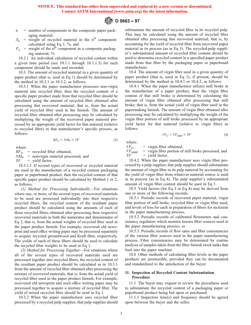 ASTM D5663-97 - Standard Guide for Validating Recycled Content in Packaging Paper and Paperboard