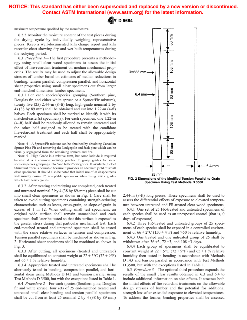 ASTM D5664-01a - Standard Test Method for Evaluating the Effects of Fire-Retardant Treatments and Elevated Temperatures on Strength Properties of Fire-Retardant Treated Lumber