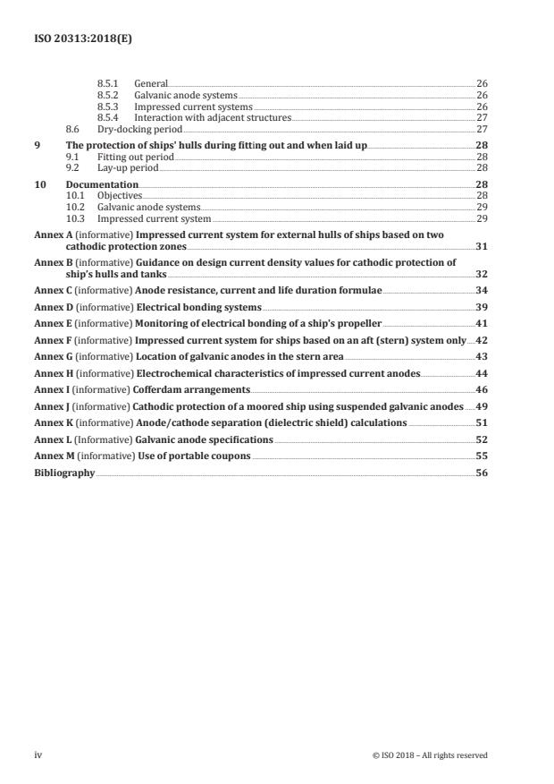 ISO 20313:2018 ISO 20313:2018 - Ships and marine technology -- Cathodic protection of ships - Page 4 preview