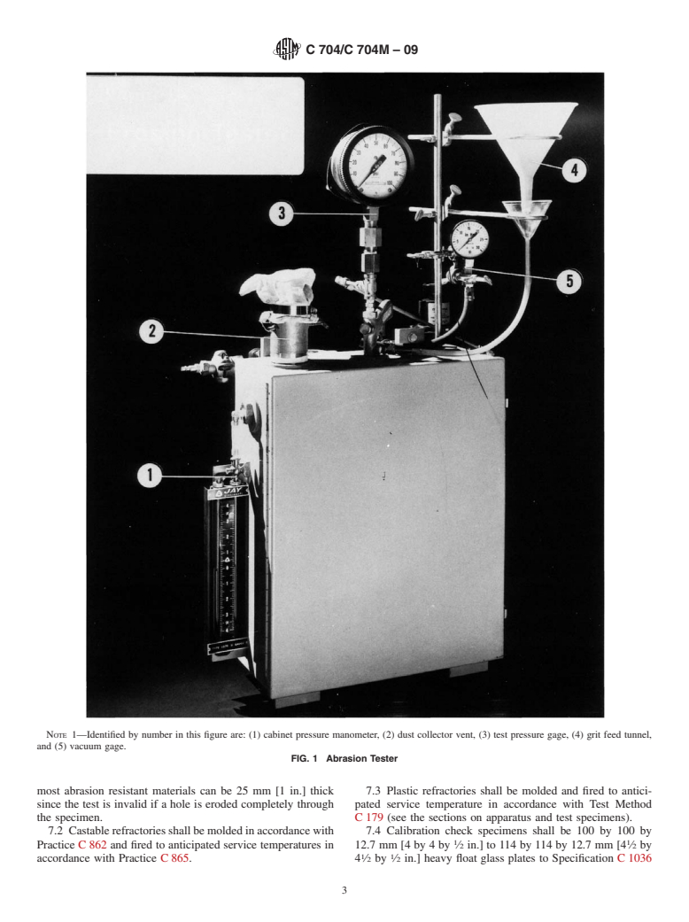 ASTM C704/C704M-09 - Standard Test Method for Abrasion Resistance of Refractory Materials at Room Temperature