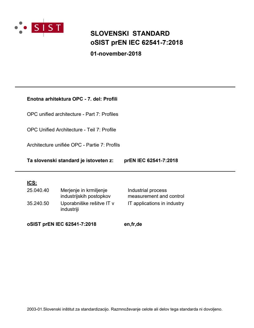 prEN IEC 62541-7:2018 - BARVE