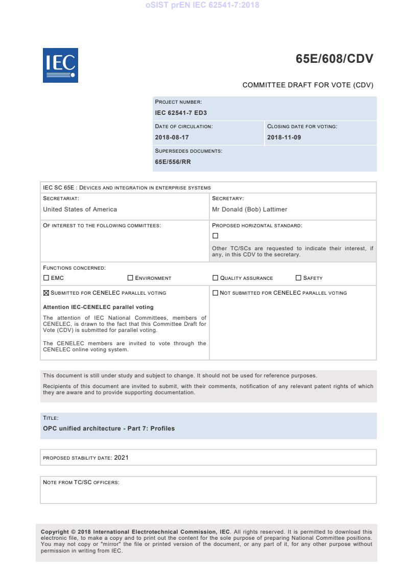 prEN IEC 62541-7:2018 - BARVE