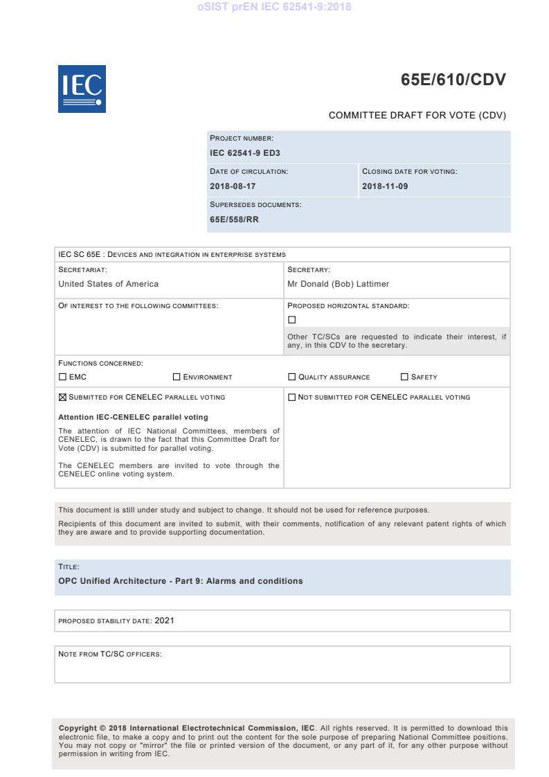 prEN IEC 62541-9:2018 - BARVE
