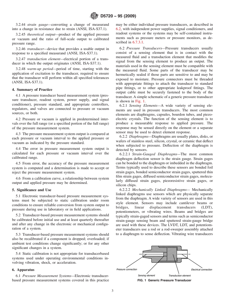 ASTM D5720-95(2009) - Standard Practice for Static Calibration of Electronic Transducer-Based Pressure Measurement Systems for Geotechnical Purposes (Withdrawn 2018)