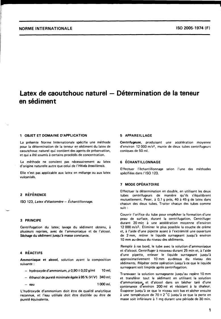 ISO 2005:1974 - Natural rubber latex — Determination of sludge content
Released:1/1/1974