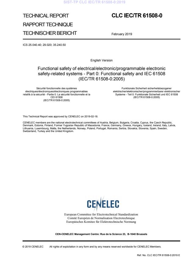 TP CLC IEC/TR 61508-0:2019