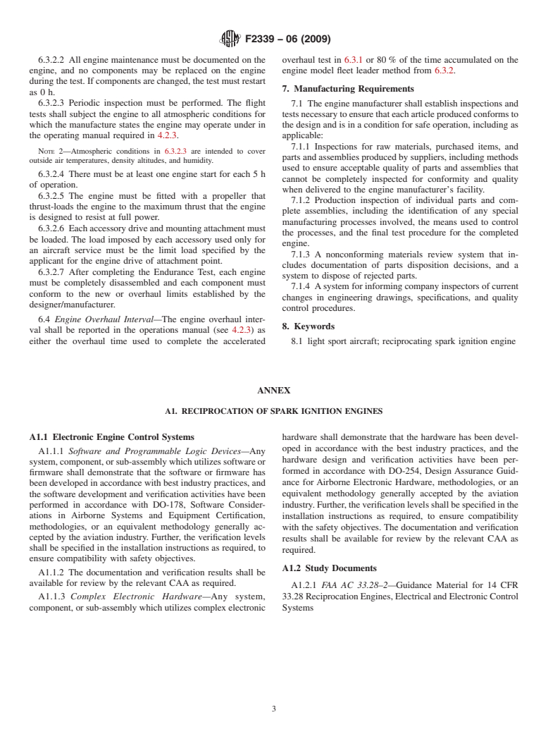 ASTM F2339-06(2009) - Standard Practice for Design and Manufacture of Reciprocating Spark Ignition Engines for Light Sport Aircraft