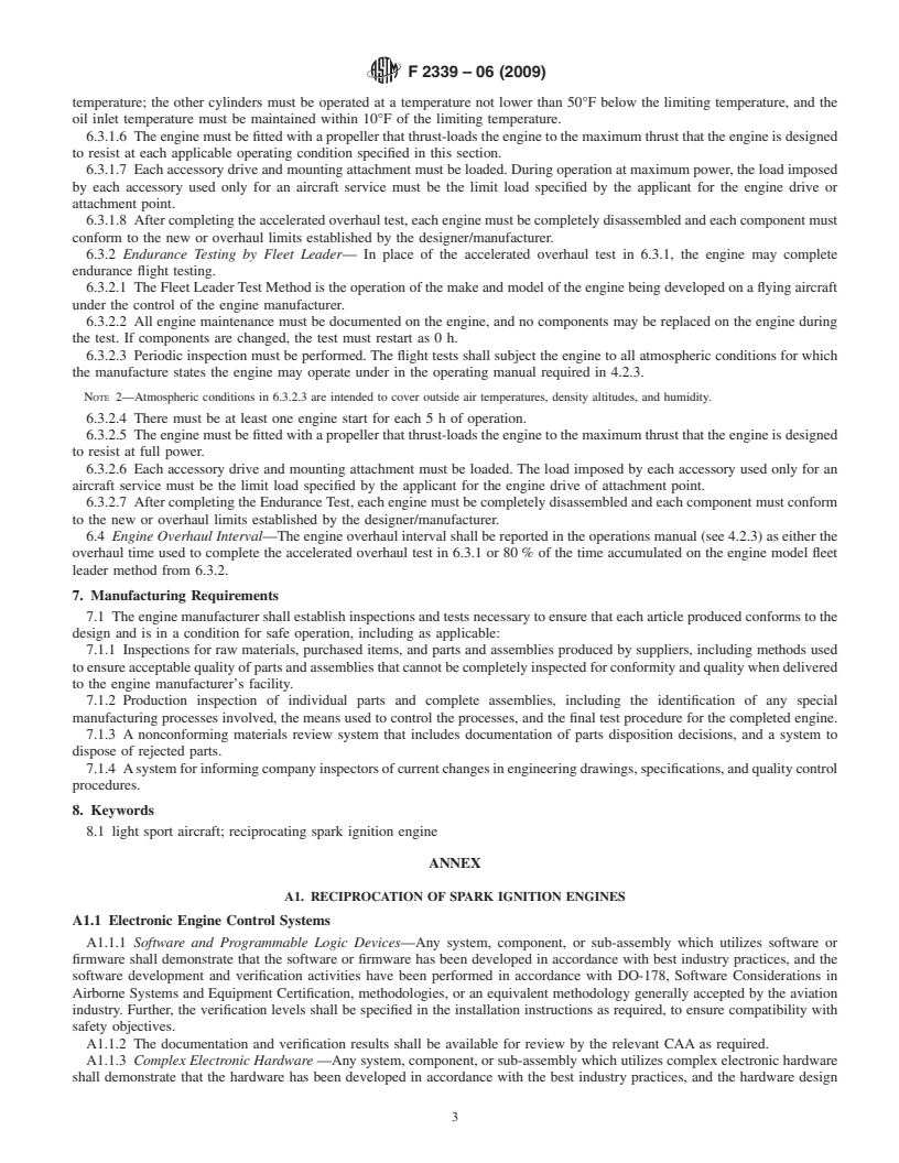 REDLINE ASTM F2339-06(2009) - Standard Practice for Design and Manufacture of Reciprocating Spark Ignition Engines for Light Sport Aircraft