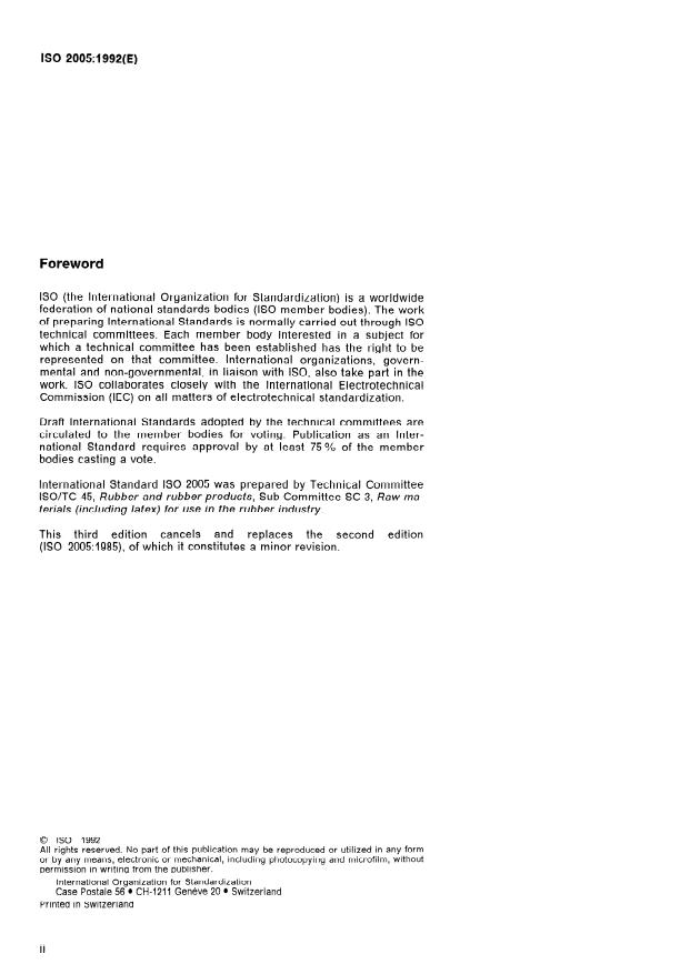 ISO 2005:1992 ISO 2005:1992 - Rubber latex, natural, concentrate -- Determination of sludge content - Page 2 preview