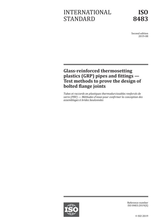 ISO 8483:2019 - Glass-reinforced thermosetting plastics (GRP) pipes and fittings -- Test methods to prove the design of bolted flange joints